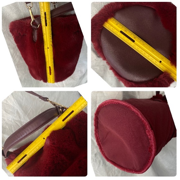 Faux Fur Crossbody  Bag  Red - Picture 16 of 17